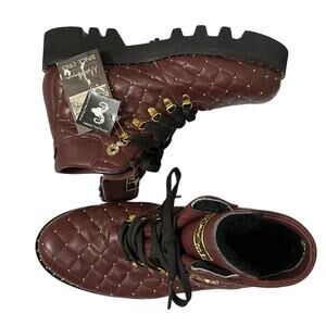 New Montelliana 1965 Leather Lace Up Quilted Ankle Boot